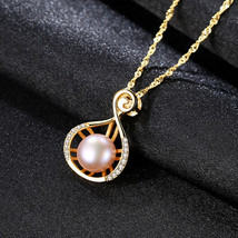 S925 Sterling Silver Necklace 8-8.5Mm Silver Freshwater Pearl Pendant Fa... - $24.00