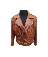 Brown Motorcycle Leather Jacket | King Snakeskin Python Leather Scales - $1,200.00+
