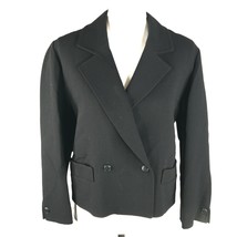 Vintage Fouks Paris Blazer Sports Coat Womens 2 FR 40 Black Wool Double Breasted - £36.92 GBP