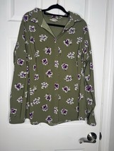 Duluth Trading DuluthFlex Sidewinder Green Purple Floral Tunic Button Up... - $26.99