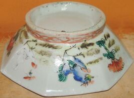 Chinese 6&quot; Hand Painted Bowl ROOSTER Antique Qing 19th earlier Octagonal... - $60.02 CAD