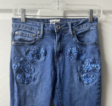 Umgee Embroidered Bootcut Denim Jeans Womens 27 x 32 Medium Wash Floral - £15.49 GBP