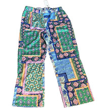 Rachel Zoe Bohemian Print Pants Wide Leg Green Moroccan Silky Boho Sz M - £31.69 GBP