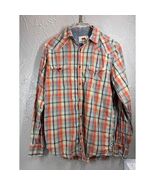 Dakota Grizzly Mens Green Orange Plaid Pearl Snap Western Shirt Size Medium - $27.96 CAD