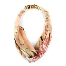 Nollia Ladies Criss Cross Elastic Stretch Headband Tan Tropical Flower - $10.69