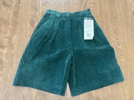 Winlit Vintage Leather Shorts Women’s 10 Green Pleated High Waisted Mom ... - $22.57