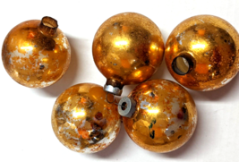 Vintage Christmas GOLDEN Mercury Glass Ball Ornaments Lot of 5 -2.5 &quot; - £7.10 GBP