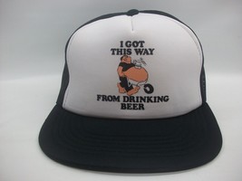 Joke Gag Funny Hat Broken Bill Way From Drinking Beer VTG Snapback Trucker Cap - £15.80 GBP