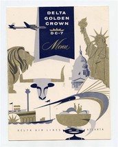 Delta Airlines Golden Crown DC-7 Menu /Mailer 1950&#39;s - $87.12