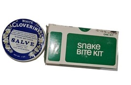 Vintage White Cloverine Salve Tin Metal Container ZEE Snake Bite Kit  - £17.50 GBP