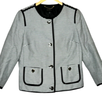 Talbots Jacket Womens Size 8 Button Up Black &amp; White Stripe Tweed Lined ... - $268.23 MXN
