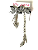 Betsey Johnson Holiday High Heel Shoes Bows Rhinestone Mismatch Drop Ear... - £41.15 GBP