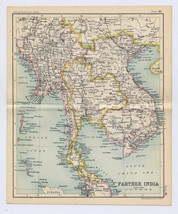 1912 Antique Map Of Siam Thailand Vietnam / Verso Map Of Singapore / Malaysia - £29.67 GBP