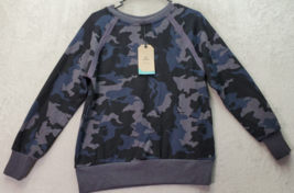 prAna Cozy Up Sweatshirt Women&#39;s XS Multi Camo Print Hemp Long Sleeve Crew Neck - £29.17 GBP