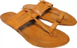 Mens Kolhapuri Leather chappal Indian Flat HT34 ethnic Shoe US size 13,14,15,16 - £45.46 GBP