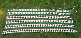 Vintage Afghan Blanket Triangles in Greens, Rust Brown &amp; Cream Crochet Woodland  - £35.16 GBP