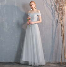 Light Gray Floor Length Maxi Dress Custom Plus Size Bridesmaid Dress image 4