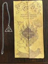 ~Harry Potter~ Marauder&#39;s Map Hogwarts School &amp; Deathly Hallow Necklace!!! - £11.93 GBP