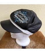 Harley Davidson Woman’s Medium Black Leather Hat Cap Newsboy Rhinestone ... - $38.57