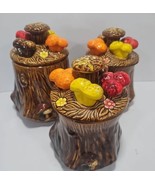 Vtg Mushroom Canister Set Of 3 Ceramic With Lids Retro Kitchen  - €86,57 EUR