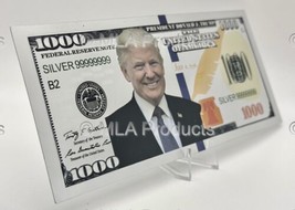 ✅ President Donald Trump 1000 Silver Dollar Bill with Sleeve and Display... - £7.90 GBP