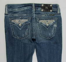 Miss Me Boot cut jeans distressed Rhinestones JP5001BC Blue Womens Size 28 - $26.68