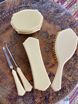 VTG FRENCH IVORY PYRALIN DUBARRY  CELLULOID DRESSER VANITY  PARTIAL SET+... - $1,055.63 MXN