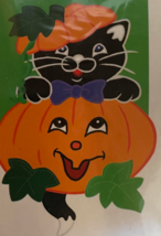 NEW Halloween Mini Flag Black Kitten Kitty Cat & Pumpkin Jack O Lantern 12 x 16" - $8.95
