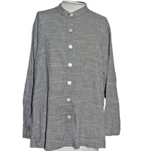 Checked Button Up Blouse Size Petite Large  - $24.75