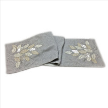 Saro Grey and Silver Table Runner with Appliqued Holly Leaves 13x72 inches - $19.79