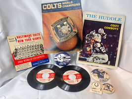 Vtg Baltimore Colts NFL Lot Button Pins 45Rpm Records Publications Matchbook - £47.44 GBP