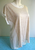 ORVIS Heathered Sand and White Colorblock Linen Top Blouse Shirt Womens ... - $23.74