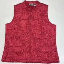 Chicos Quilted Vest Sz 1 (Medium) Womens Fuchsia Pink Full Zip Sleeveless Jacket - £12.53 GBP