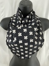 Vintage PA Paris 1970s Retro Mod Scarf Black Floral  21&quot;X21&quot; USA Made - £15.04 GBP