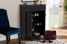 Trenton Dark Gray Finished 5-Shelf Wood Shoe Storage Cabinet w/Drawer - $3,097.21 MXN