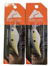 Lot of 2 Ozark Trail - 1/3 Ounce Shad Crankbait Fishing Lure - Eagle Claw Hooks  - £9.91 GBP