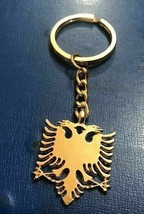 Albania Vintage Metal Key Chain PENDANT-GOLD COLOR-ALBANIA FLAG-SOUVENIR-CUTE - £4.74 GBP