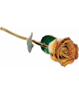 24k Gold Dipped Cream Orange Lacquer Real Rose Valentine&#39;s Day Holiday Gift - $121.00