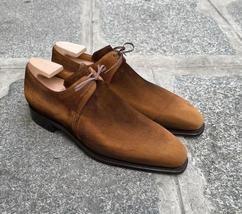 Brown Tone Suede Leather Formal Lace up Handmade Leather Shoes For Men&#39;s - $159.00