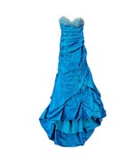 Formal Dress Women Size 10 Blue Maxi Ballgown Ruffles Sparkly Sequin Str... - £20.55 GBP