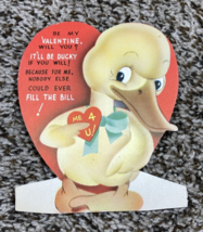 Vintage Valentines Day Card American Greetings Duck w Bow It&#39;ll Be Ducky - £3.92 GBP