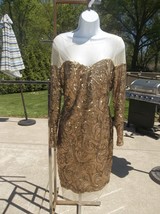 Nwt Badgley Mischka Collection Fab Gold Sequin Dress 10 - $249.99