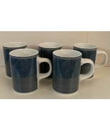 5 Gridworks by Dansk Intl Designs Blue Coffee Mugs Bands Squares Portugal - $44.36 CAD