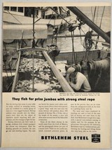 1958 Print Ad Bethlehem Steel Wire Rope on Shrimp Boat Gulf of Mexico - £15.00 GBP