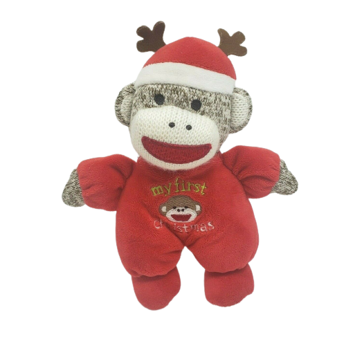 Primary image for MAGIC YEARS 2016 MY FIRST CHRISTMAS SOCK MONKEY REINDEER STUFFED PLUSH RATTLE
