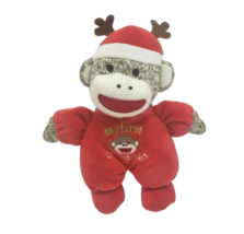 Magic Years 2016 My First Christmas Sock Monkey Reindeer Stuffed Plush Rattle - $37.05