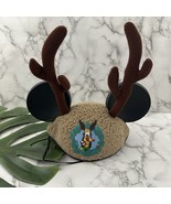Disney Parks Pluto Antlers Mickey Ears Hat Adult Size Sherpa Brown Holiday - $37.57 CAD