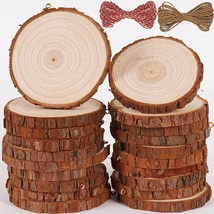 SENMUT Wood Slices 20 Pcs 3.51-4.1 inch Unfinished Wood Rounds Christmas Wood... - £19.71 GBP