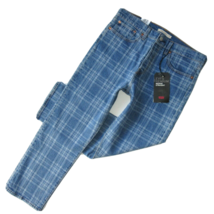 NWT Levi&#39;s Wedgie Straight in Jive Chill Plaid Stretch Denim Crop Jeans 31 $98 - £44.22 GBP