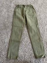 ZARA Girls Cotton Blend  Cargo Pants Size 11/12 Olive Green Pockets Adju... - £11.19 GBP